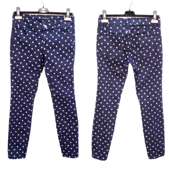 Ann Taylor Navy Embroidered Daisy Skinny Jeans - Picture 4 of 6